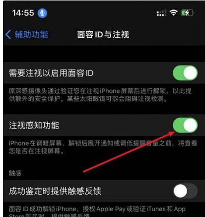 白玉苹果14维修网点分享iPhone14注视感知功能有什么用 