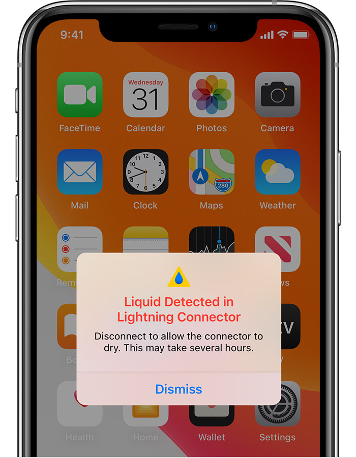 白玉苹果手机维修分享iPhone 12 在充电时出现 “闪电接口检测到液体”的提示怎么办 